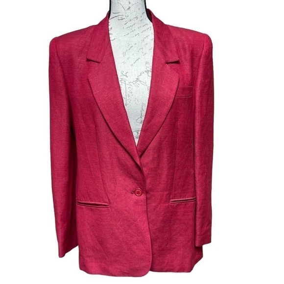 Vintage Y2K Giorgio Sant'Angelo Collectable Gold Red Linen blazer Red Size 6 - Picture 2 of 14